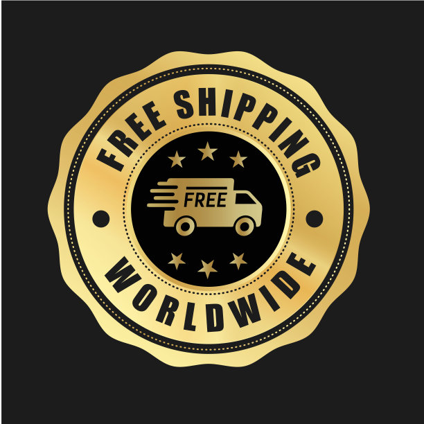 免费送货全球矢量徽章。免费送货图标图片下载