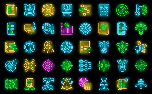 关键点图标矢量霓虹灯图片下载