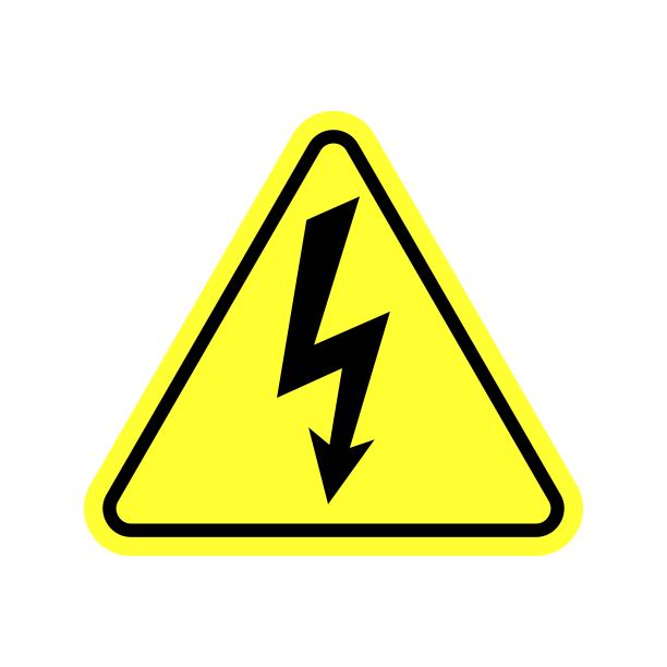 警告标志电压过高。电气危险标志威胁警报。白色背景隔离图片下载