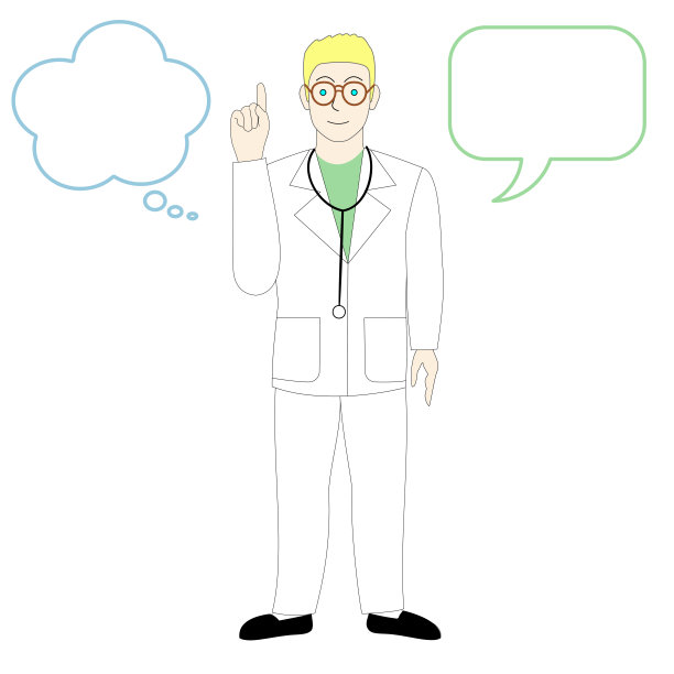 一位白人男性医生，兽医，正在用气球说话图片下载