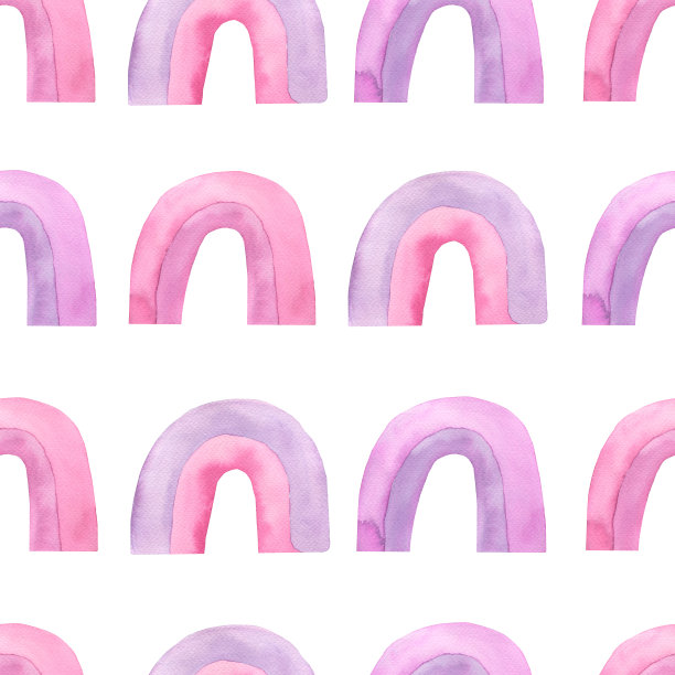 抽象水彩无缝模式与手绘彩虹。时尚斯堪的纳维亚风格的托儿所艺术插图。当代艺术图片下载