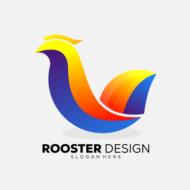 公鸡设计渐变颜色矢量图片下载