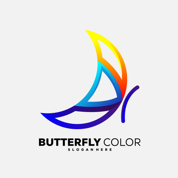 蝴蝶线条设计渐变色图片下载