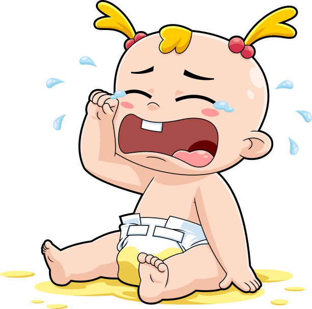 可爱的女婴卡通人物哭泣图片下载