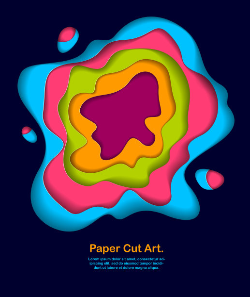 抽象彩色剪纸曲线形分层，矢量插图剪纸风格。布局名片，演示文稿，传单或海报。图片下载