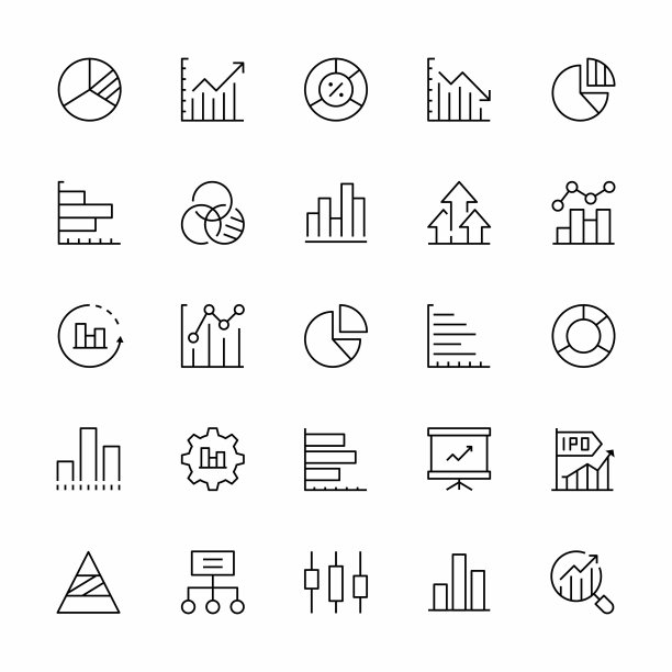 图表和图表线图标集。图片下载