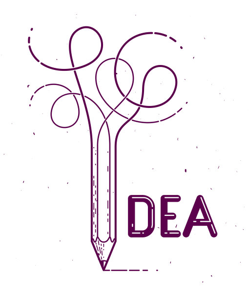 用铅笔代替字母I的创意词，创意和头脑风暴概念，用特殊字体制作的矢量概念创意标志或海报。图片下载