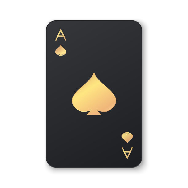 黑a牌配金心牌。赌博牌图标。赢牌手。扑克，赌博概念图片下载