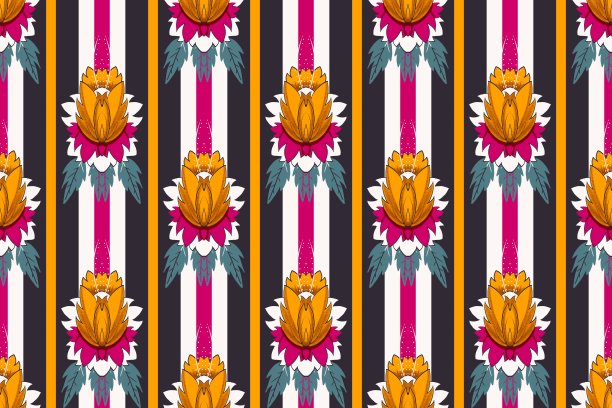 彩色条纹花卉图案。图片下载