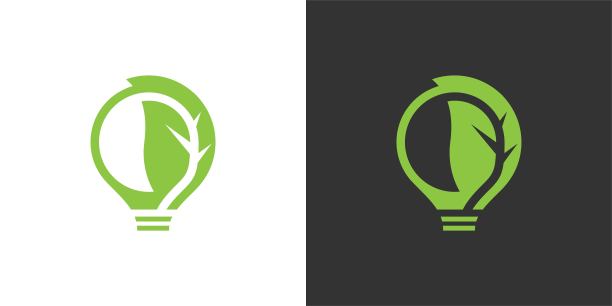 绿色灯泡标志设计矢量与叶子标志设计图片下载