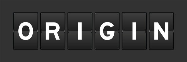 黑色模拟翻转板与字起源在灰色背景图片下载