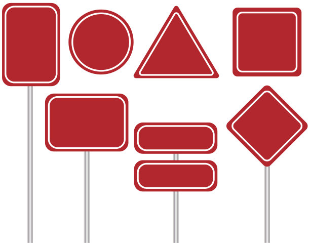 空的红色路标。交通标志设置在白色背景上图片下载