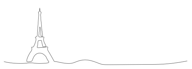 巴黎埃菲尔铁塔连续画了一条线。孤立在白色背景上。矢量图图片下载