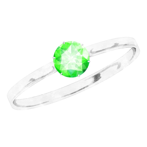 绿色戒指珠宝圆辉煌切割水彩插图图片下载