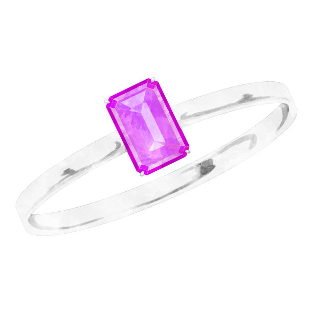 紫色戒指珠宝翡翠切割水彩插图图片下载