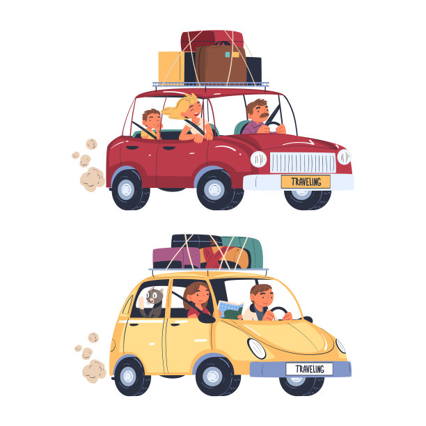 人们喜欢带着行李开车旅行图片下载