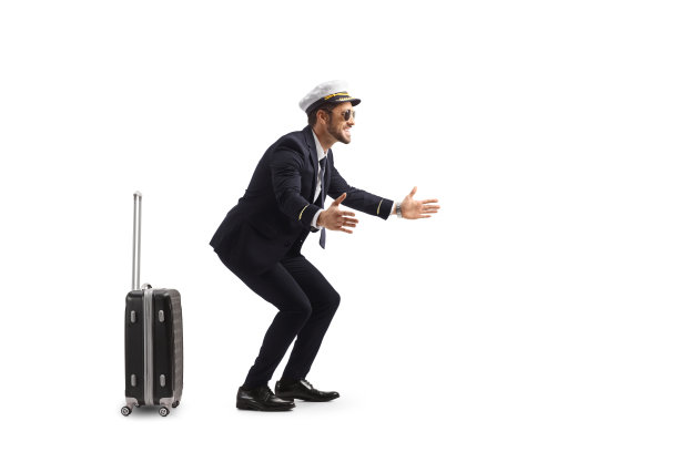 一名飞行员等待拥抱某人的全程侧影图片下载