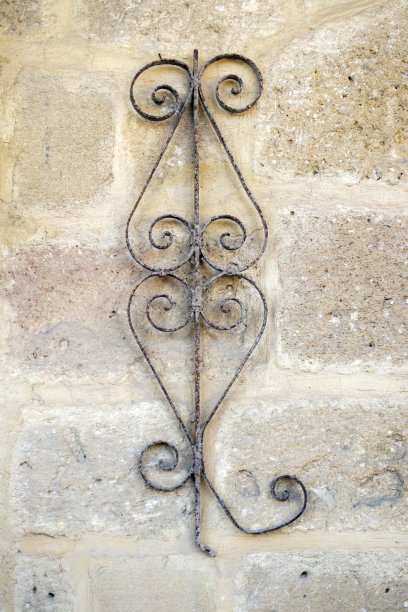 旧锻铁墙装饰，特写。图片下载