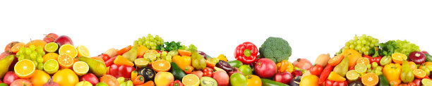 大量新鲜水果，蔬菜和浆果隔离在白色上图片下载