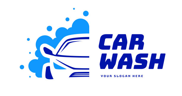 洗车矢量标志青色蓝色图片下载