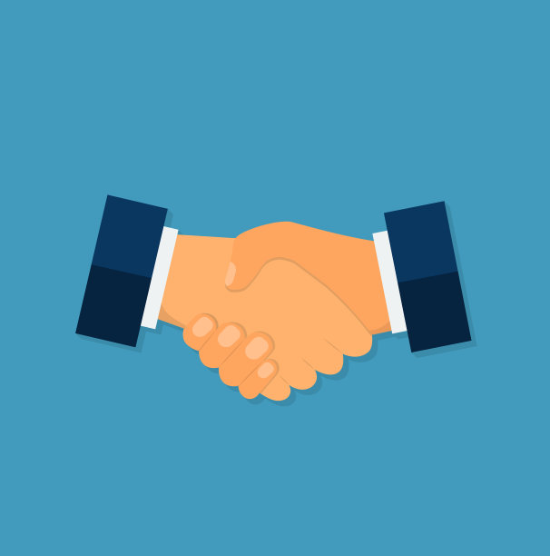 业务伙伴握手。矢量平面风格插图图片下载