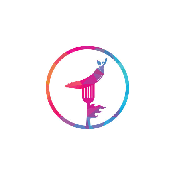 红辣椒与叉子标志设计。图片下载