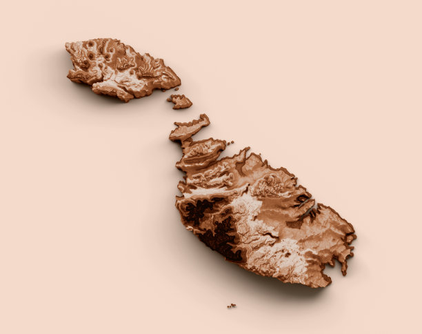 旧风格的马耳他地图，复古风格的棕色图形。高细节3d插图图片下载