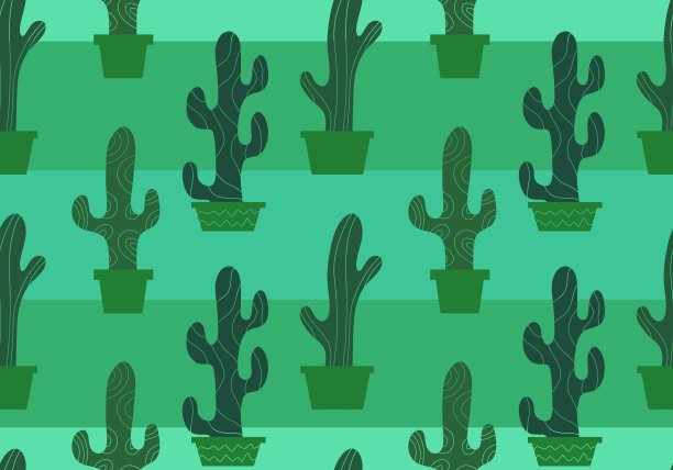 夏季仙人掌印花，适用于织物、纺织品、包装、礼品、卡片和亚麻制品图片下载