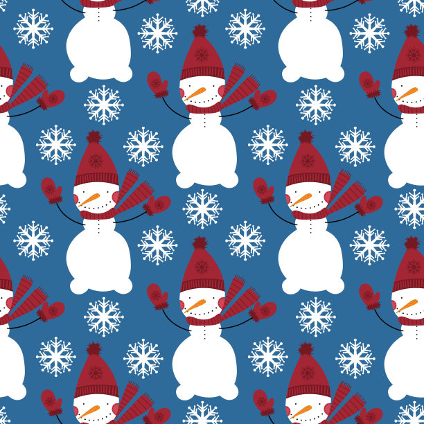 冬季印花与雪人和雪花图片下载