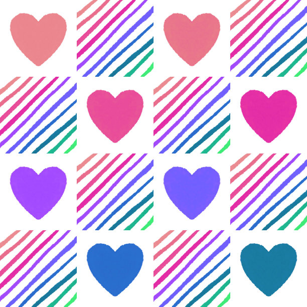 情人节水彩心形无缝图案包装纸和织物图片下载