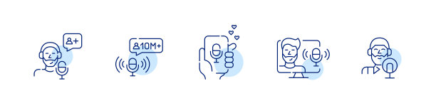 Guy podcast博客图标集。像素完美，可编辑的笔画艺术图片下载