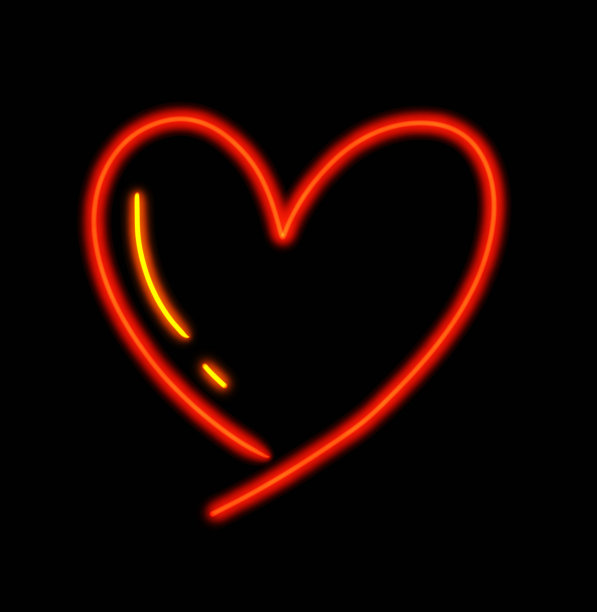 霓虹灯心发光情人节爱情元素符号符号插图图片下载