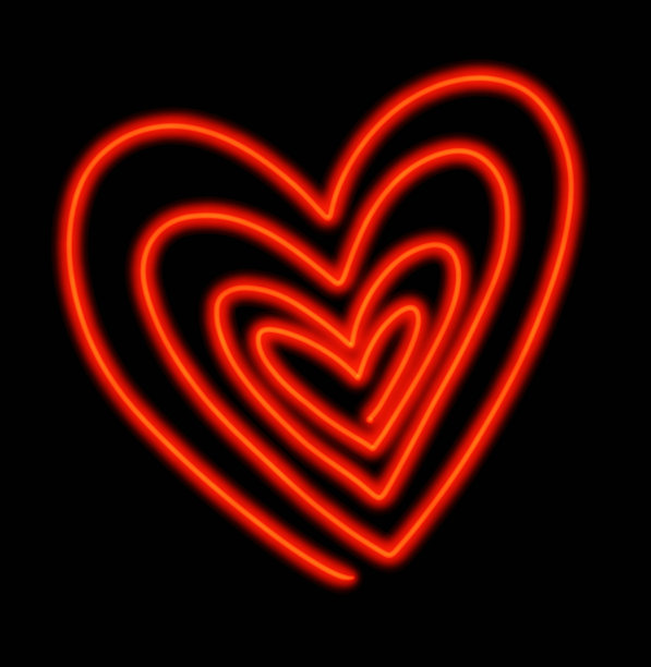 霓虹灯心发光情人节爱情元素符号符号插图图片下载