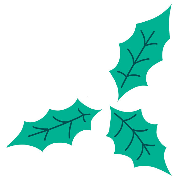 冬青莓叶圣诞新年装饰植物元素节日问候插图艺术图片下载