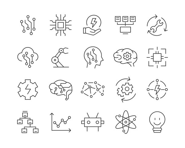 人工智能图标-矢量线图标图片下载
