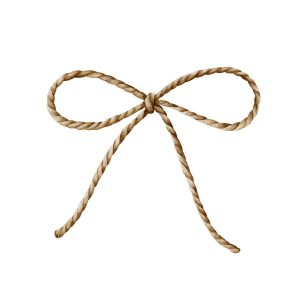 水彩插图蝴蝶结绳串。图片下载