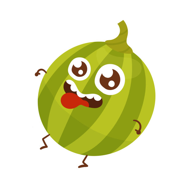 白色背景的快乐西瓜水果卡通人物图片下载
