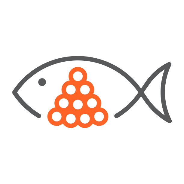 鱼子酱，鱼加鸡蛋。矢量图标模板图片下载