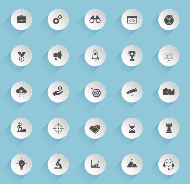 启动矢量图标圆形臃肿的纸圈与透明的阴影在蓝色背景。创业股票矢量图标的网页，移动和用户界面设计图片下载