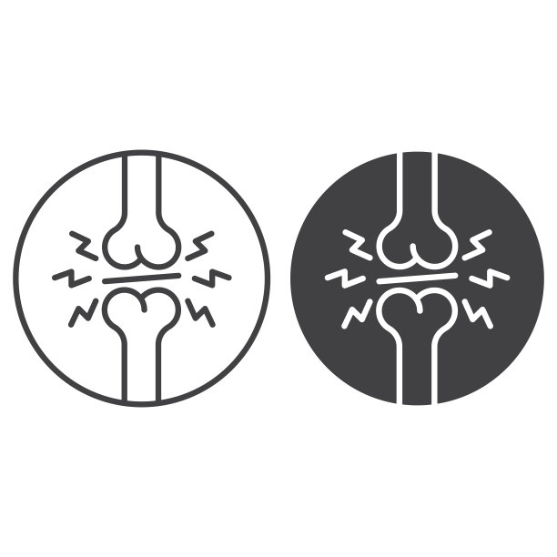 关节炎，膝关节内圆线艺术风格。矢量图标图片下载