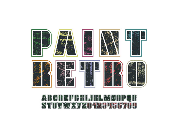 垃圾复古字体，旧字母表图片下载