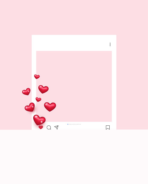 社交媒体相框3D飞行心脏。极简主义风格的矢量插图图片下载