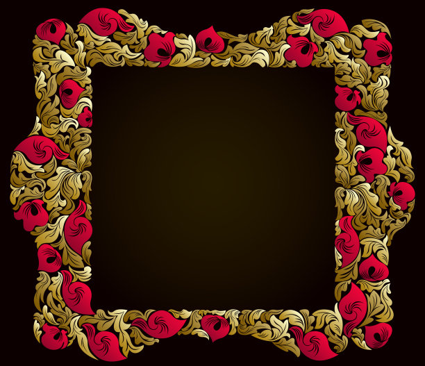 花卉框架制成的叶子矢量复古设计，装饰空白经典风格的边界，豪华美丽的背景，邀请或贺卡与文字的地方。图片下载