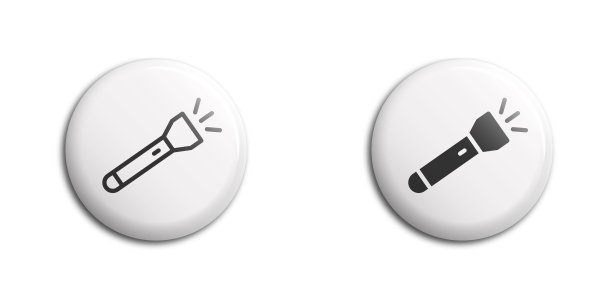 手电筒图标孤立在白色背景上。平面矢量图。图片下载