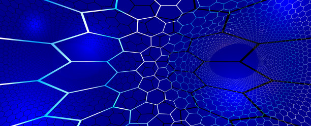 技术和科学矢量背景，技术抽象与六边形网格电子和数字风格在三维透视，抽象插图。图片下载