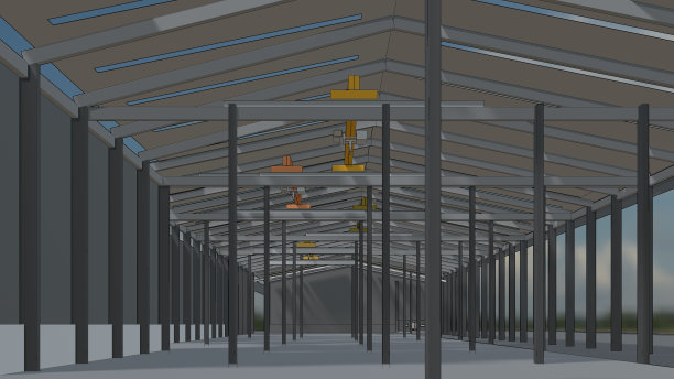 工业建筑的三维插图图片下载