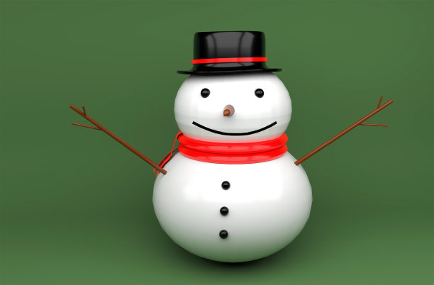 雪人冬季概念三维插图在白色背景。图片下载