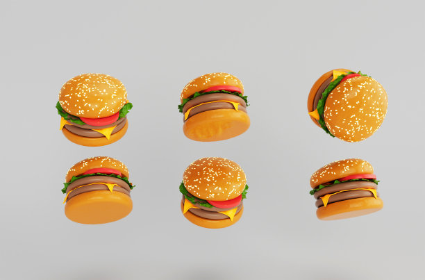 美味的奶酪汉堡图标三维插图在白色背景图片下载