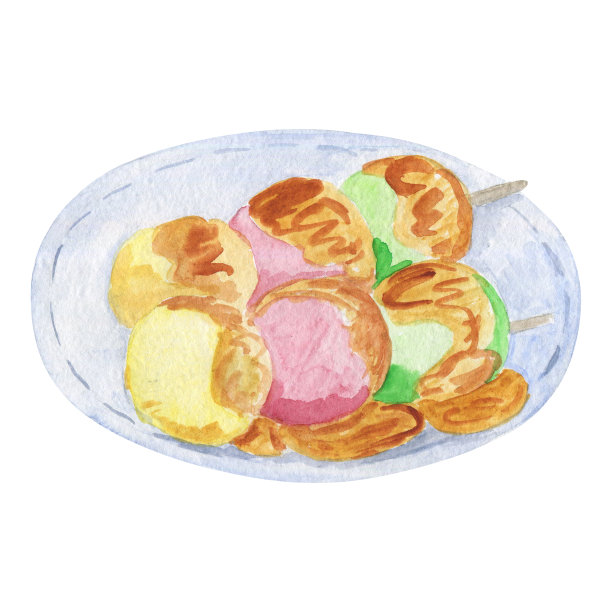 Dango。日式糯米包。传统的亚洲甜点。东方美食。图片下载