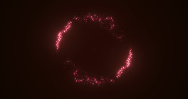 由神奇能量粒子的红线组成的抽象发光圆环。抽象的背景图片下载